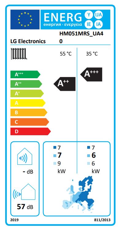 Tepelné čerpadlo LG Therma V HM051MRS Monoblok S2 (R32) - energetický štítek