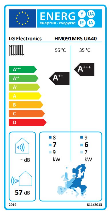 Tepelné čerpadlo LG Therma V HM091MRS Monoblok S2 (R32) - energetický štítek