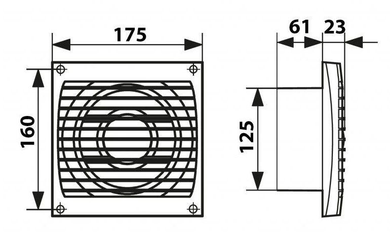 Ventilátor 125 ELKE L s tahovým spínačem