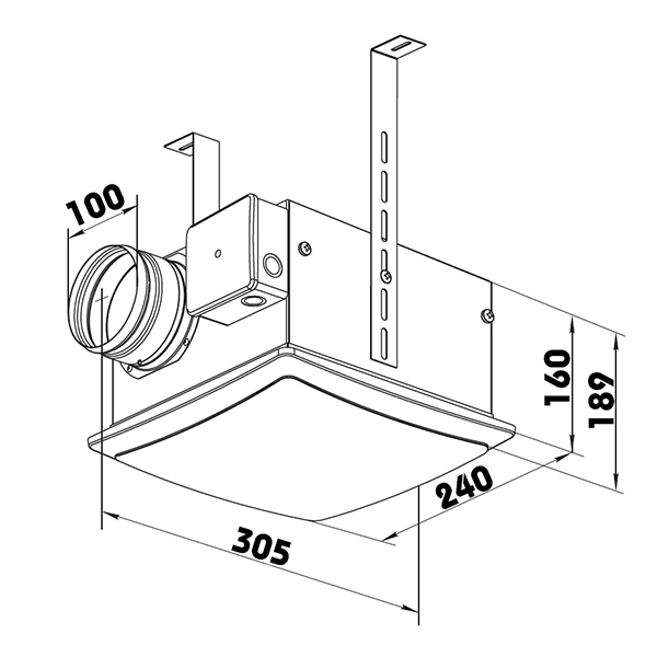 Ventilátor do podhledu se zpětnou klapkou a filtrem 100 mm