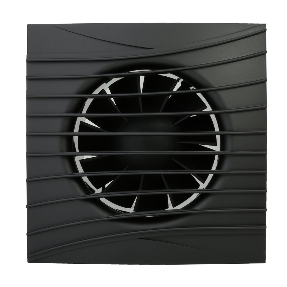 Ventilátor do koupelny v černé barvě Ø 100 mm se zpětnou klapkou