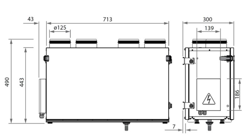Centrální rekuperační jednotka vertikální (nástěnná) Vents VUT 250 V mini A12