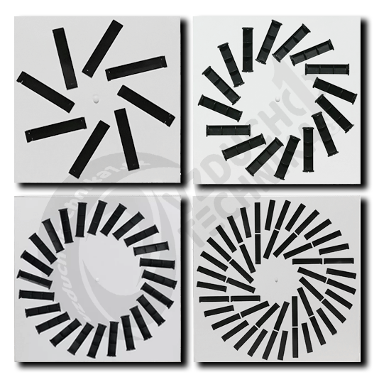 Výřivý anemostat regulovatelný 598x598 (24 lamel)