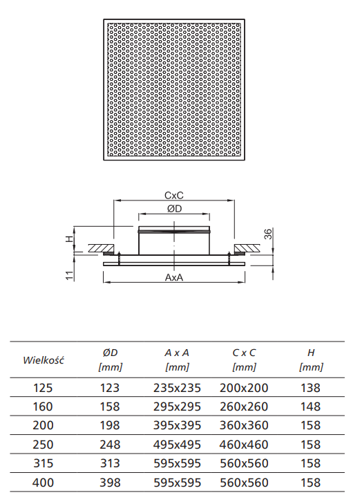 Čtvercový ventil AKP 160