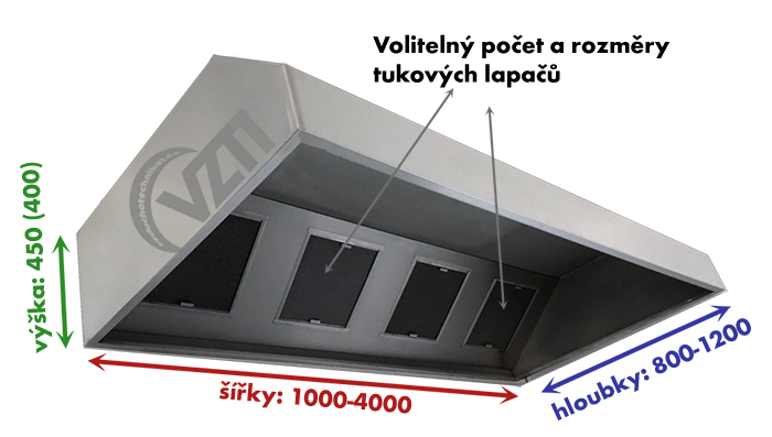 Gastro digestoř (nerez) 3001-3500 / 800-1000 / 450 (400)