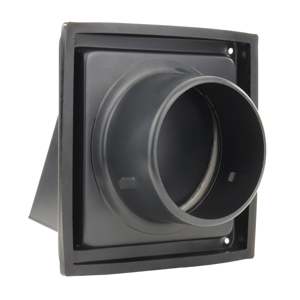 Nerez větrací mřížka čtvercová SUPER BLACK 100 se stříškou, přírubou a klapkou