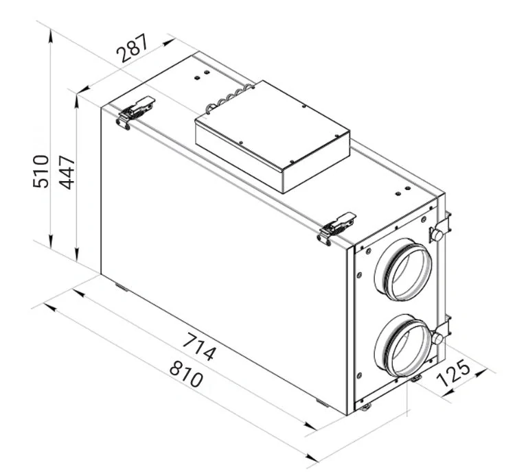 Centrální rekuperace Vents VUT 300 H2 mini EC A2, horizontální