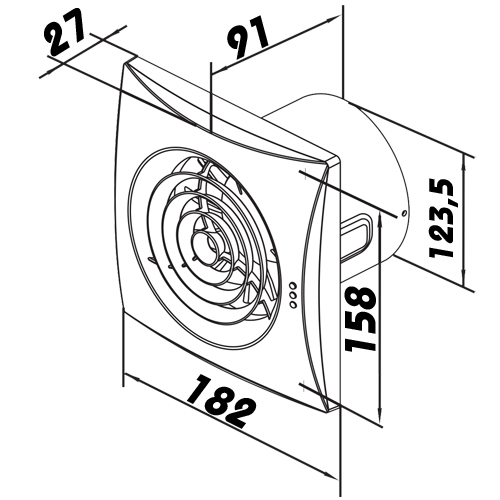 Ventilátor do sprchového koutu QUIET WATTER 125 s časovačem a čidlem vlhkosti