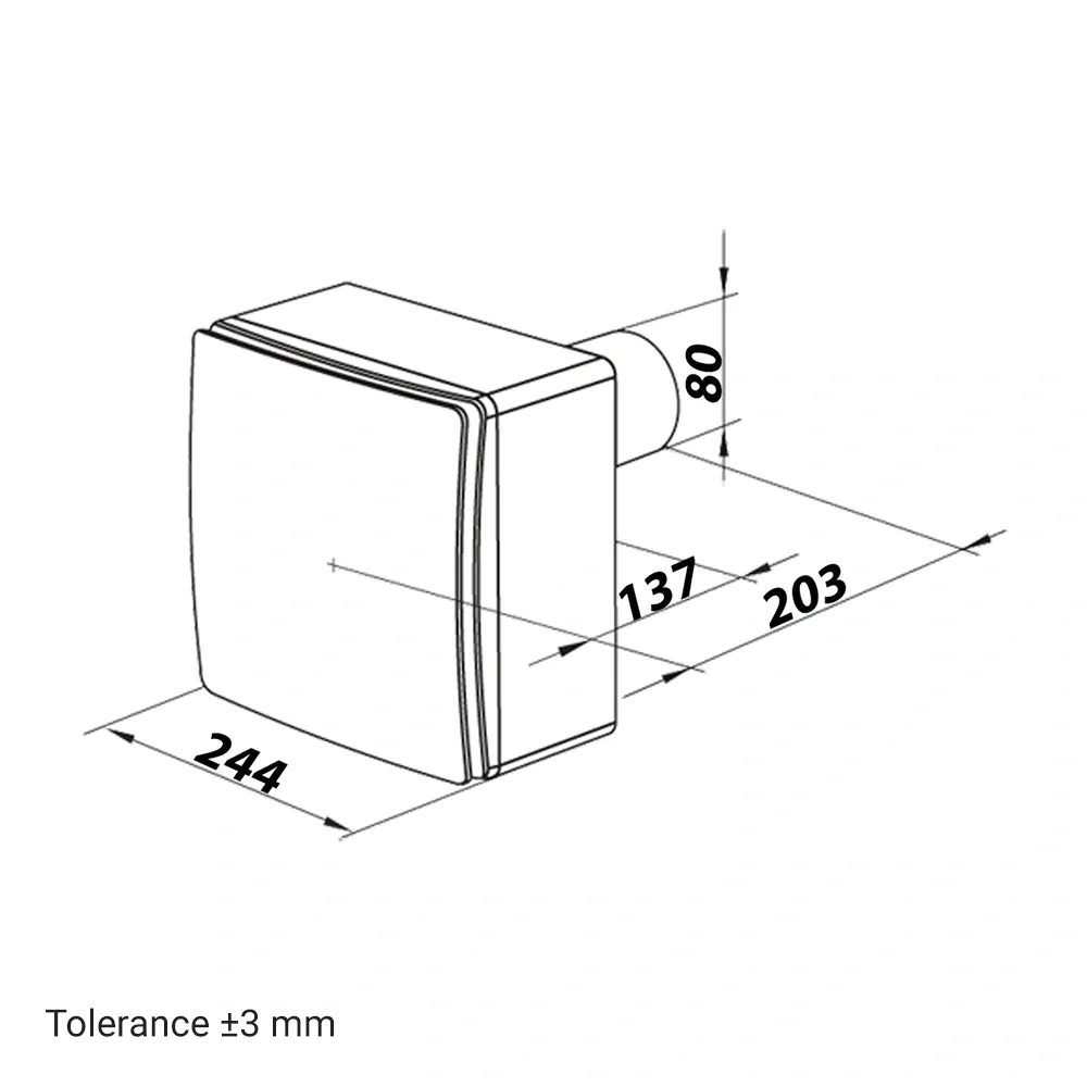 Vysokotlaký ventilátor do koupelny se zpětnou klapkou (horizontální napojení)
