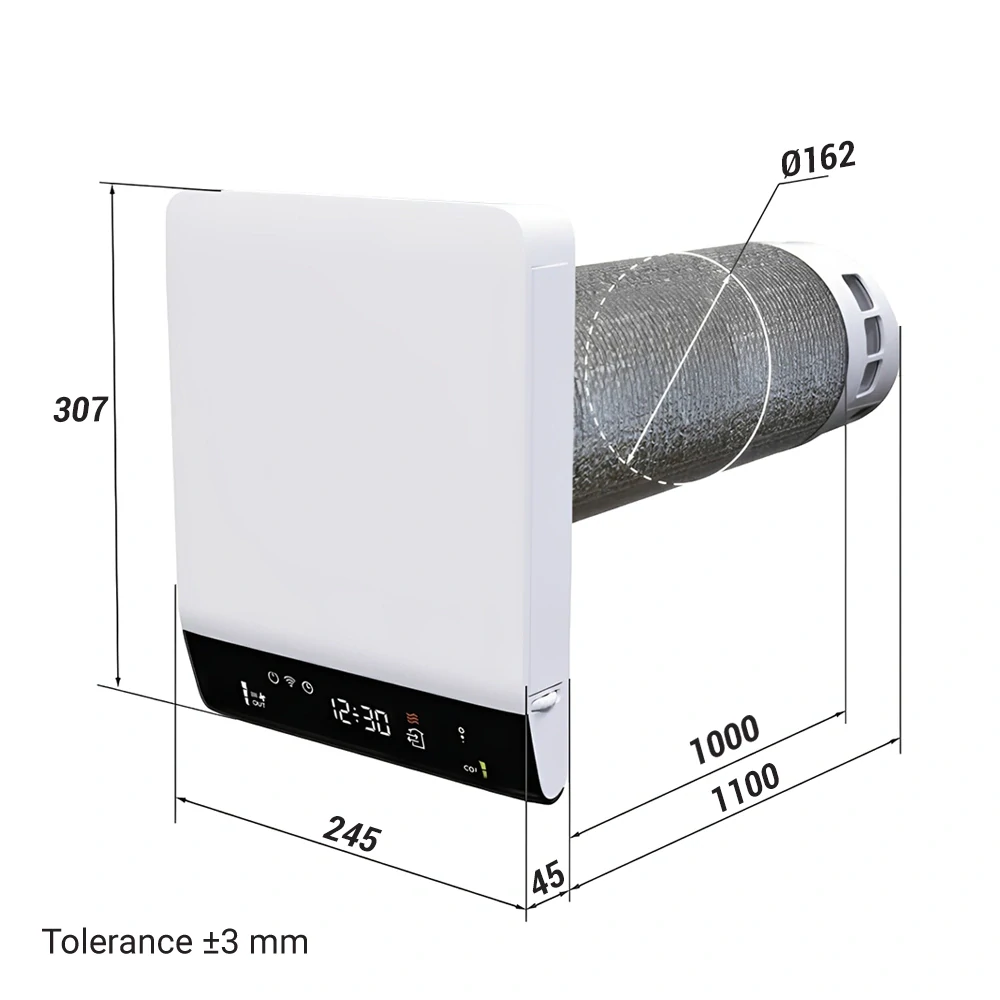 Lokální pokojová rekuperace BRISE 160 PROFI s protiproudým výměníkem, Wi-Fi a senzory CO2 / VOC