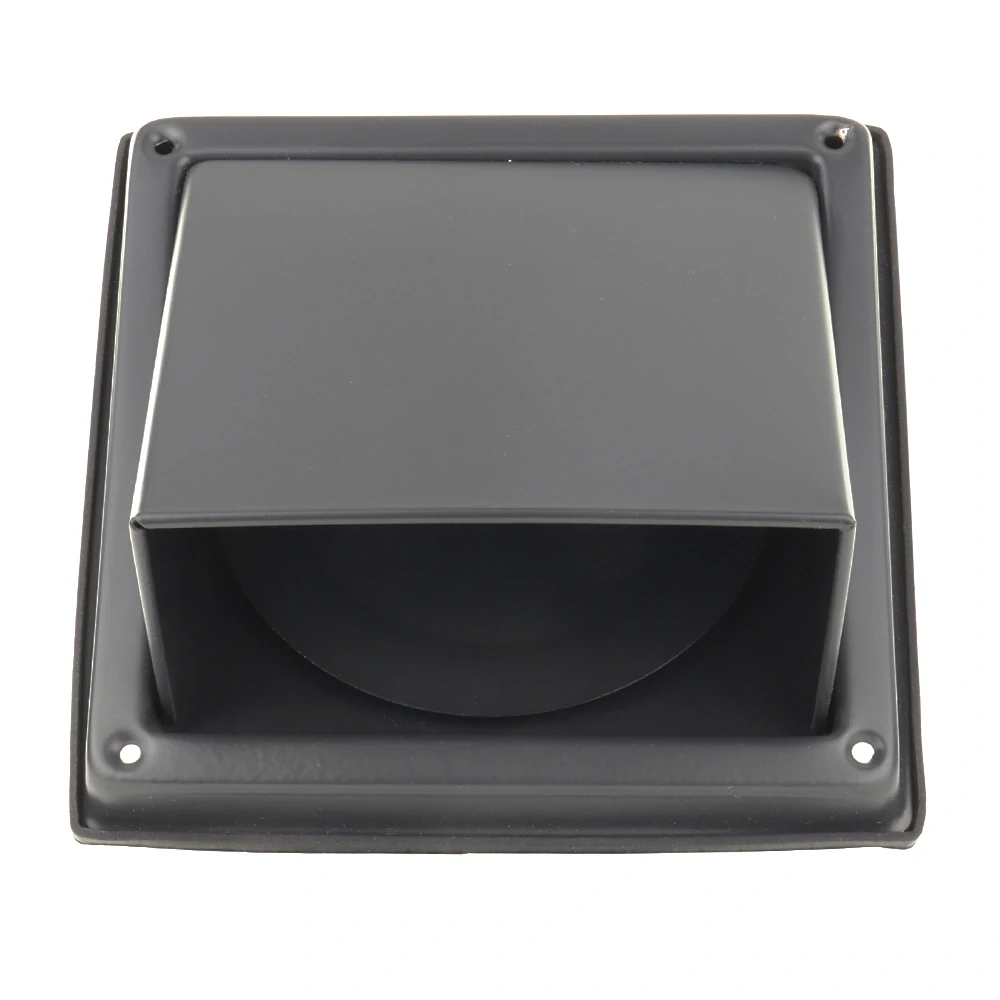 Nerez větrací mřížka čtvercová SUPER BLACK 100 se stříškou, přírubou a klapkou