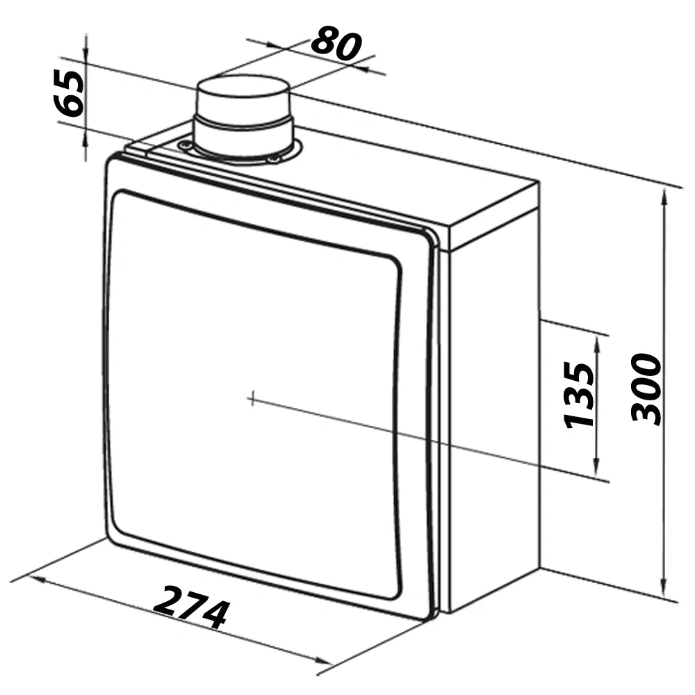 Vysokotlaký ventilátor do koupelny se zpětnou klapkou (vertikální napojení)