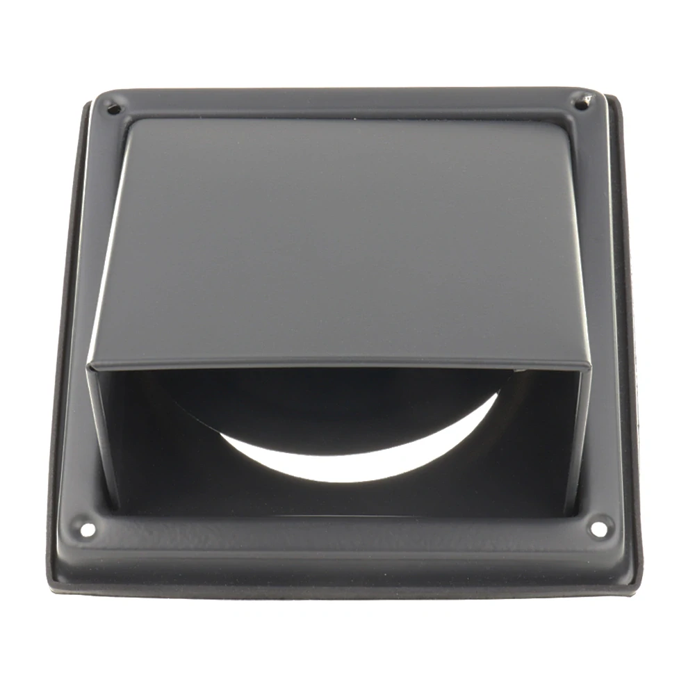 Nerez větrací mřížka čtvercová SUPER BLACK 100 se stříškou, přírubou a klapkou