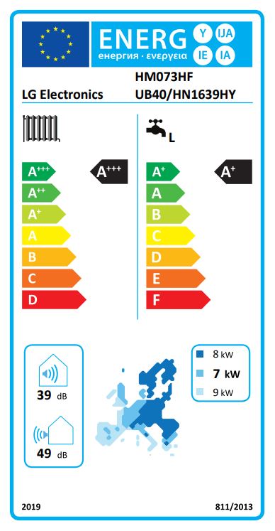Tepelné čerpadlo LG Therma V R290 monoblok 7kW 3f HM073HF + HN1639HY s TUV 200L (novinka 2025) - energetický štítek
